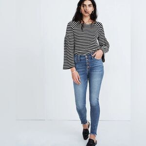 Madewell 10" High-Rise Skinny Jeans Cordova Wash Button Front Womens Size 27